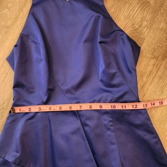 MILLY NY Italian Asymmetrical Peplum Sheath Dress Blue 2 Quiet Luxury Cocktail - Picture 13 of 15